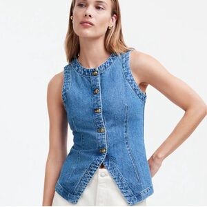 Madewell high neck denim vest, size 2 (fits like a small)